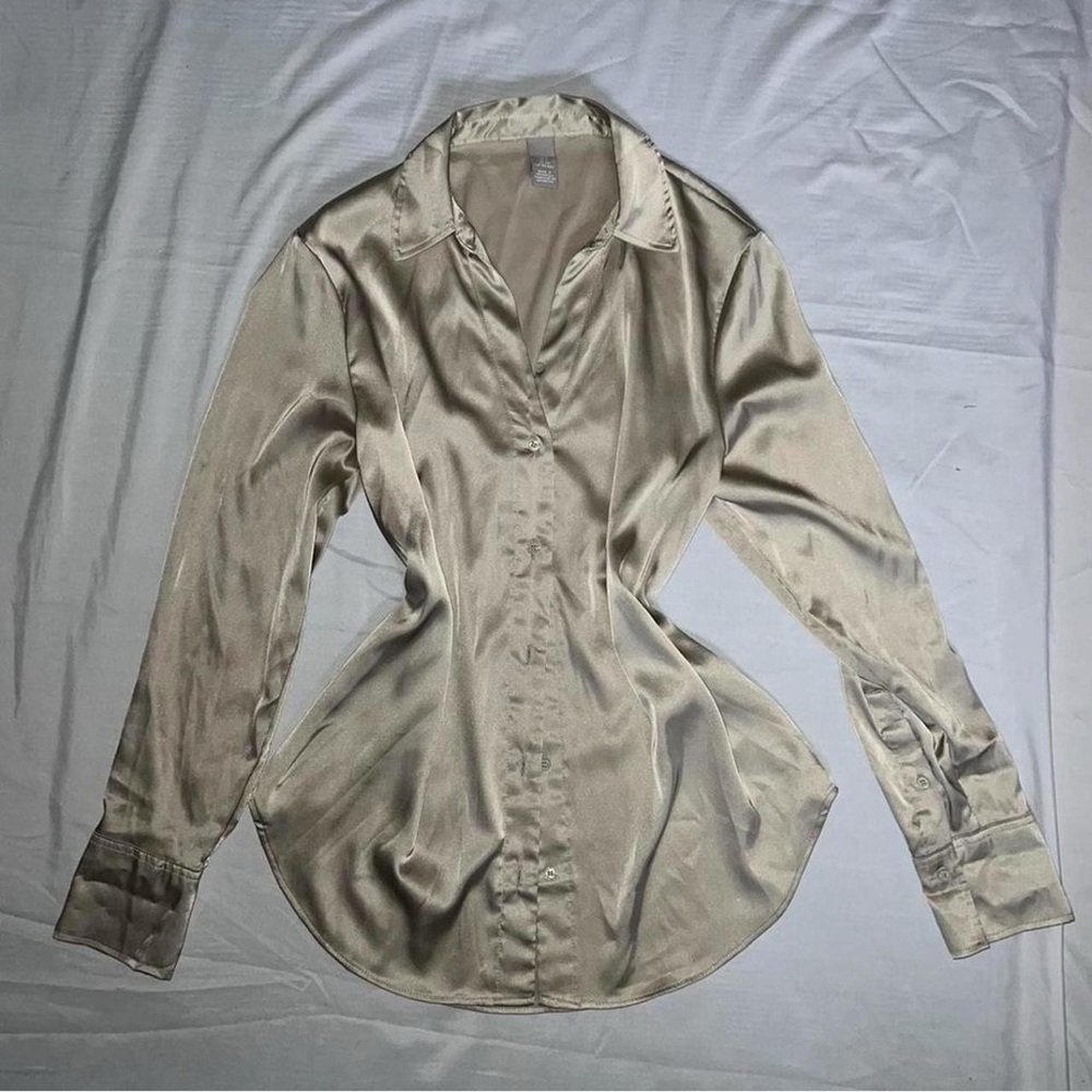 Gold Satin Buttoned Blouse
